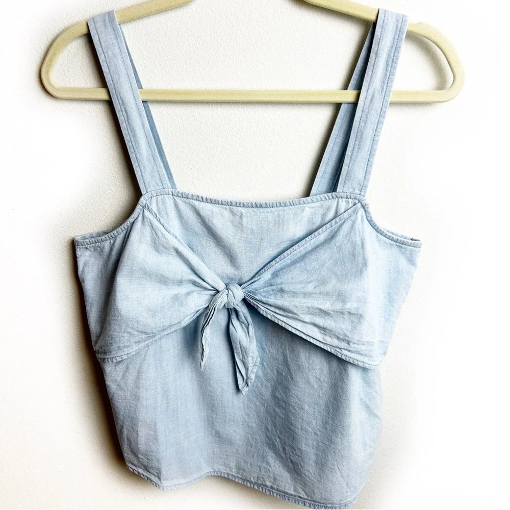 Madewell Light blue Chambray tie-front cami top size: 4 - Picture 2 of 7